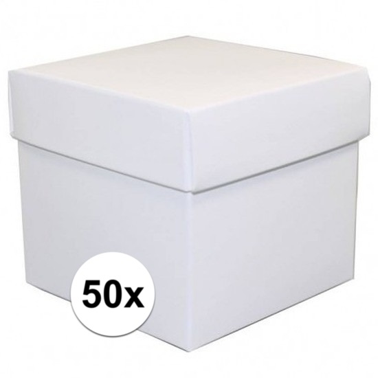 50x stuks Witte cadeaudoosjes van 10 cm vierkant
