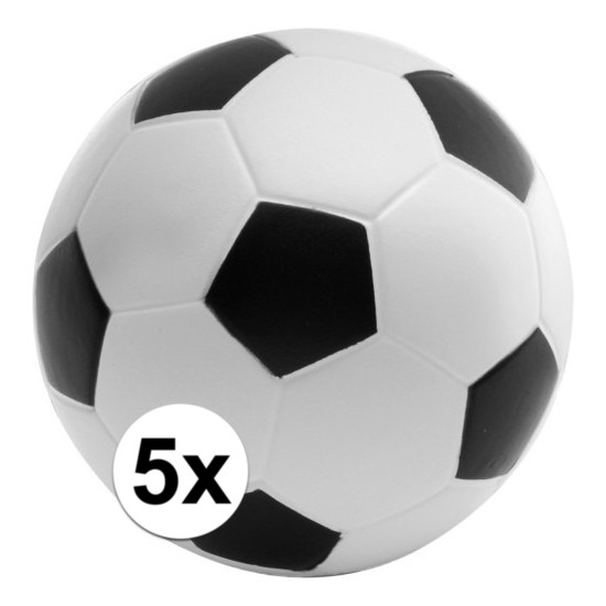 5x Anti-stressballen voetbal 6,1 cm