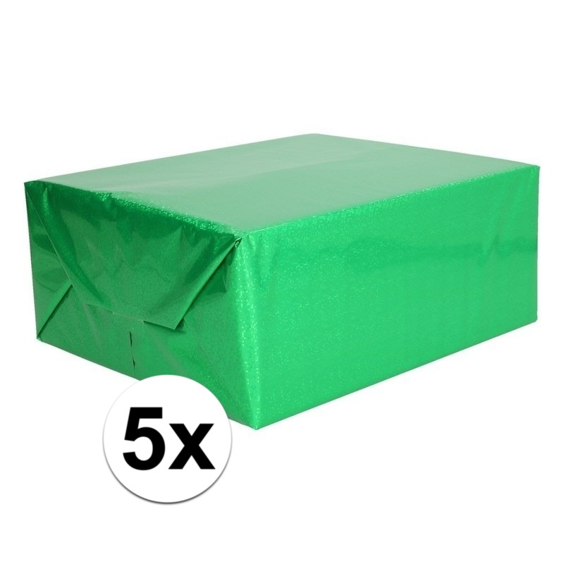 5x Holografische groen metallic folie / inpakpapier 70 x 150 cm