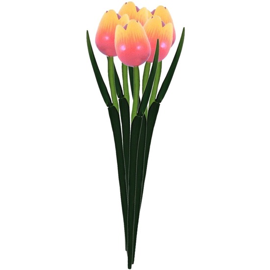 5x Oranje houten tulpen 35 cm kunstbloemen