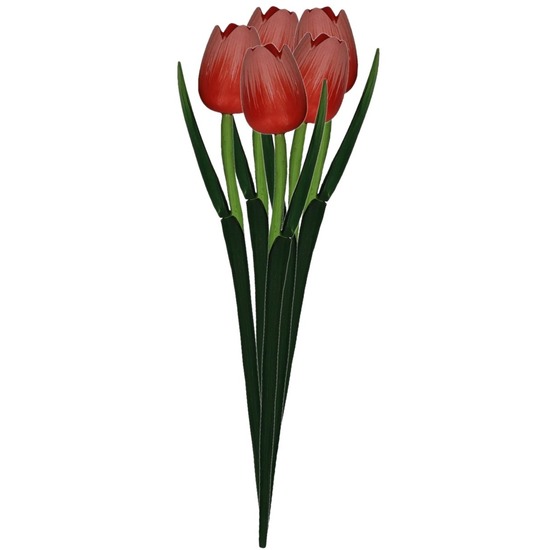 5x Rode houten tulpen 35 cm kunstbloemen