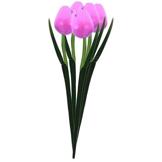 5x Roze houten tulpen 35 cm kunstbloemen