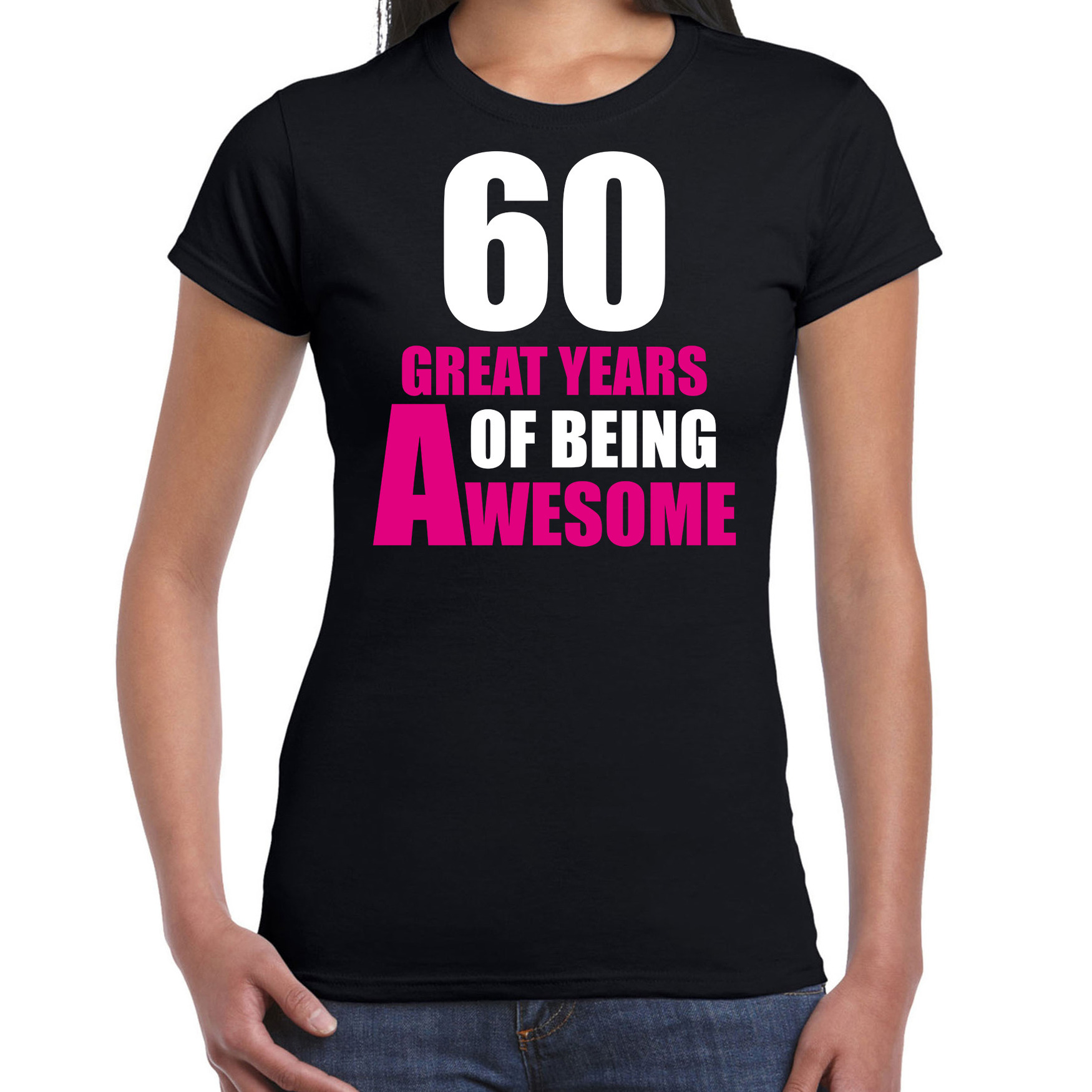 60 great years of being awesome verjaardag cadeau t-shirt zwart voor dames