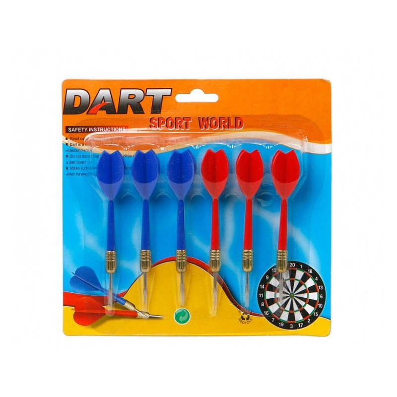 6x Dartpijlen rood en blauw 11,5 cm sportief speelgoed