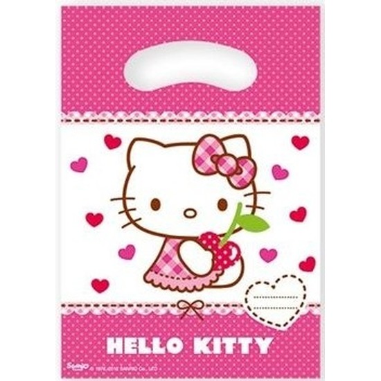 6x Hello Kitty themafeest feestzakjes 23 cm
