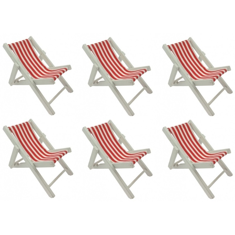 6x Maritieme decoratie strandstoel rood 13 cm