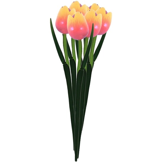 6x Oranje houten tulpen 35 cm kunstbloemen