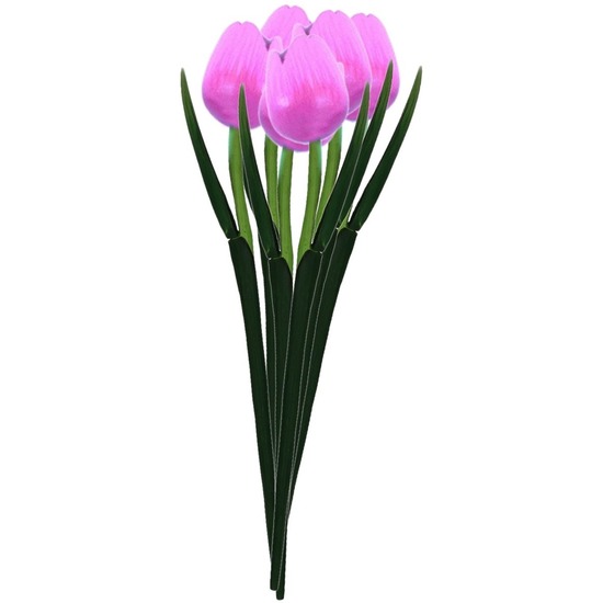 6x Roze houten tulpen 35 cm kunstbloemen