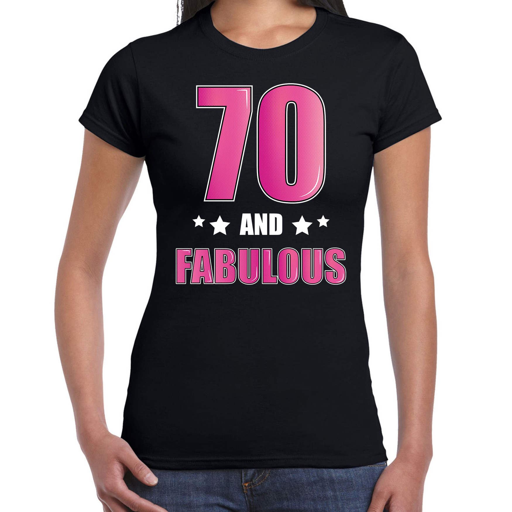 70 and fabulous verjaardag cadeau t-shirt / shirt 70 jaar zwart voor dames