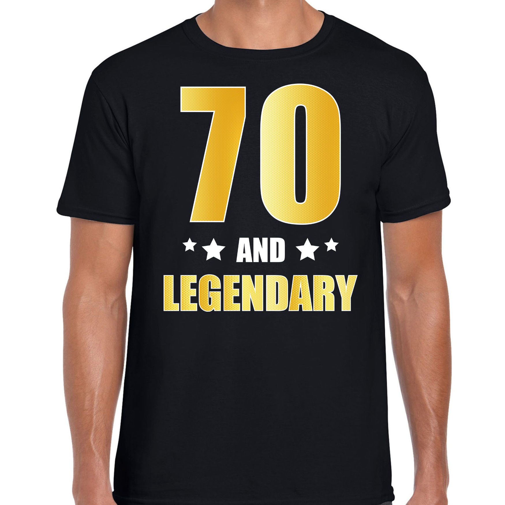 70 and legendary verjaardag cadeau t-shirt goud 70 jaar zwart voor heren