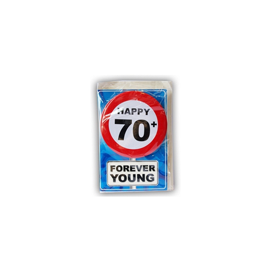 70 jaar ansichtkaart met button