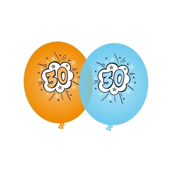 8x stuks 30 jaar verjaardag thema feest ballonnen