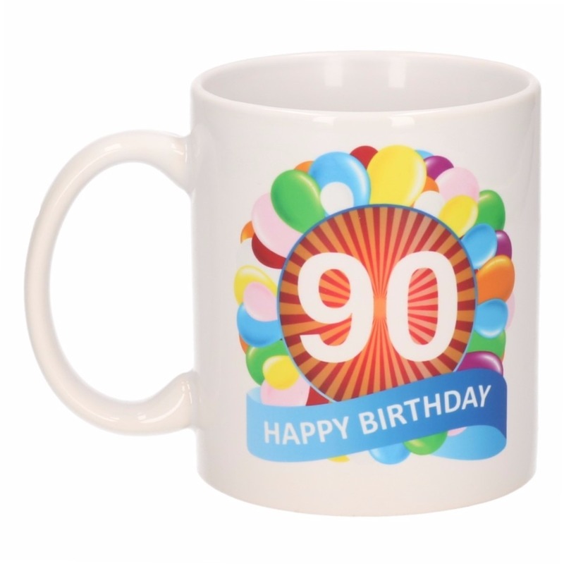 90 jaar verjaardag ballon thema theemok 300 ml