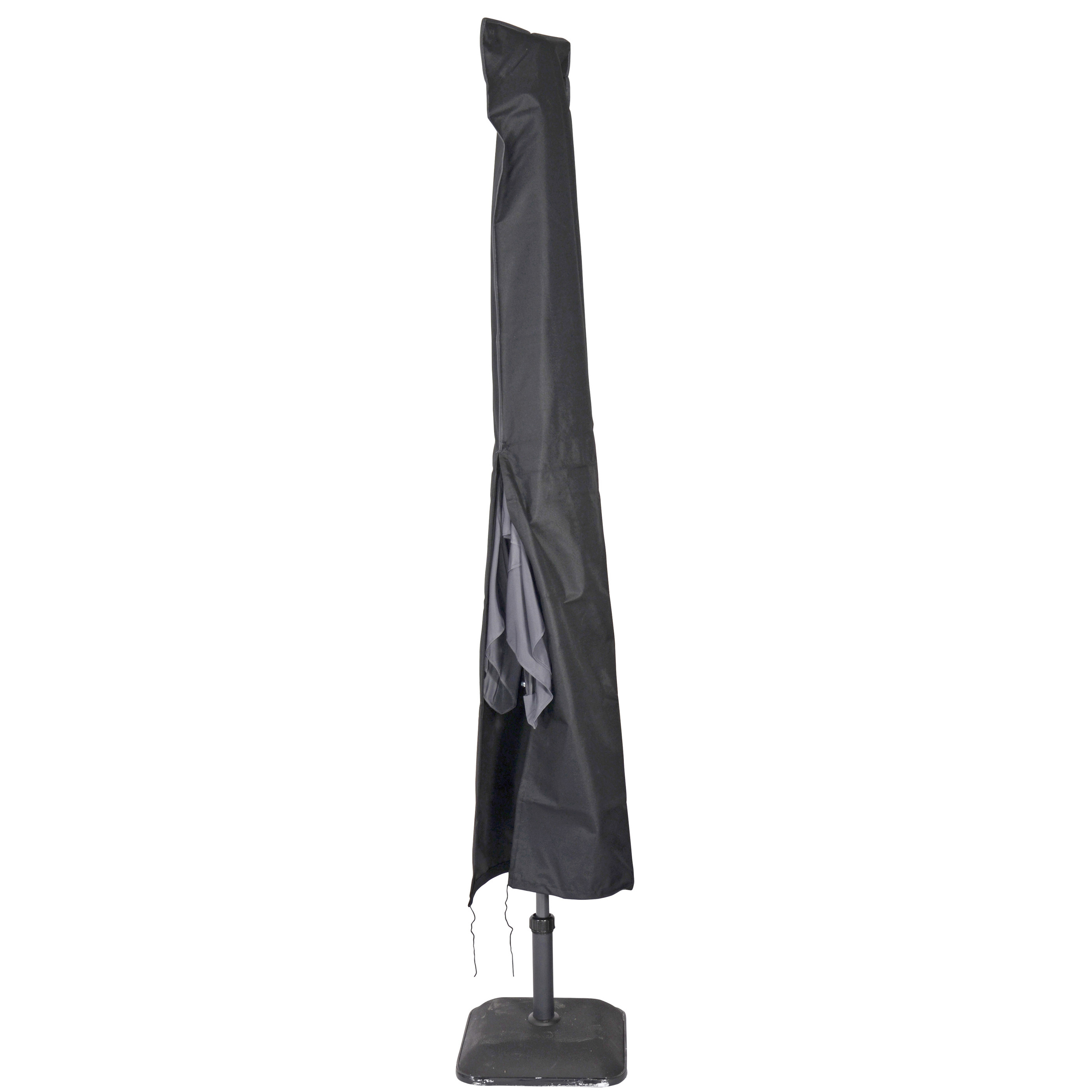 Afdekhoes / beschermhoes zwart voor parasols met een diameter van 4 m inclusief stok