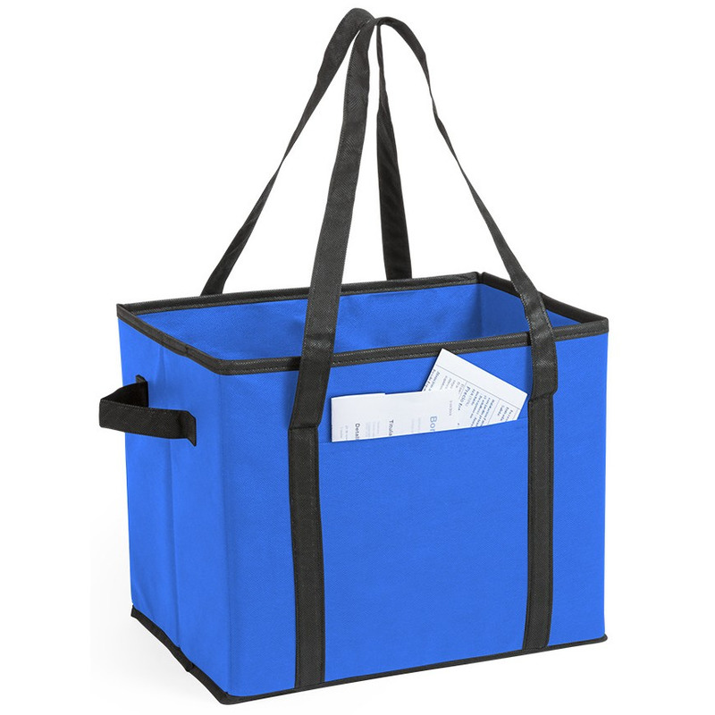 Auto kofferbak-kasten organizer tas blauw vouwbaar 34 x 28 x 25 cm