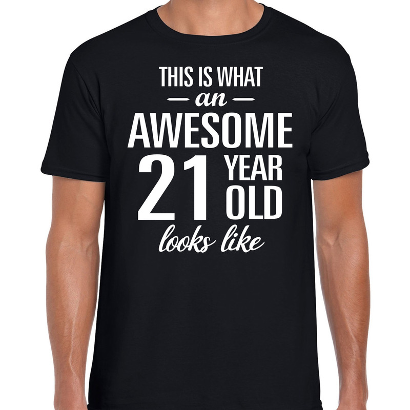 Awesome 21 year / 21 jaar cadeau t-shirt zwart heren