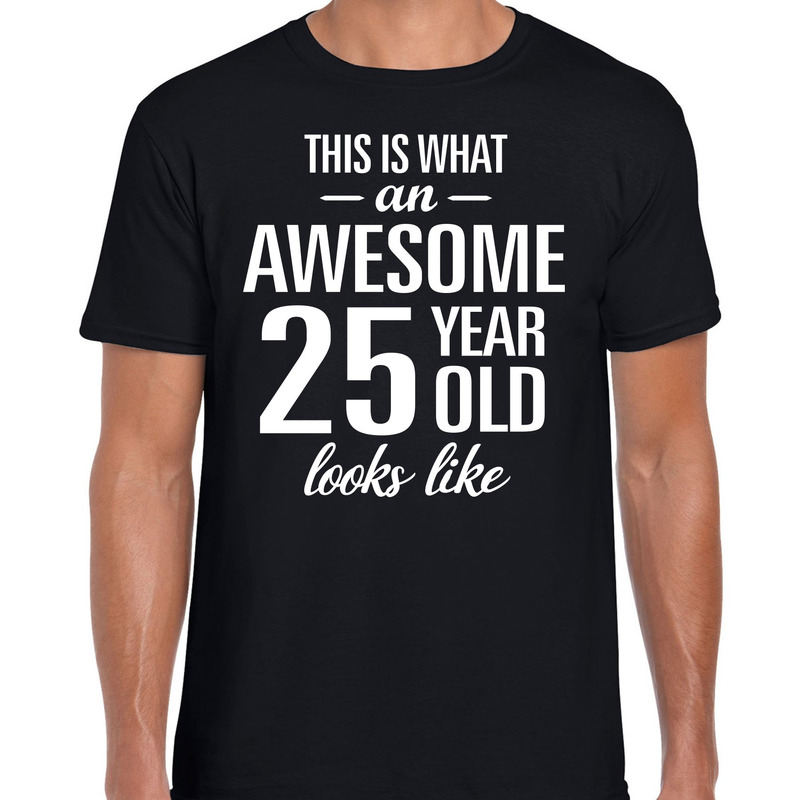 Awesome 25 year / 25 jaar cadeau t-shirt zwart heren
