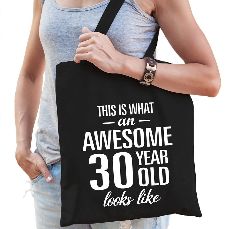 Awesome 30 year / geweldig 30 jaar cadeau tas zwart voor dames