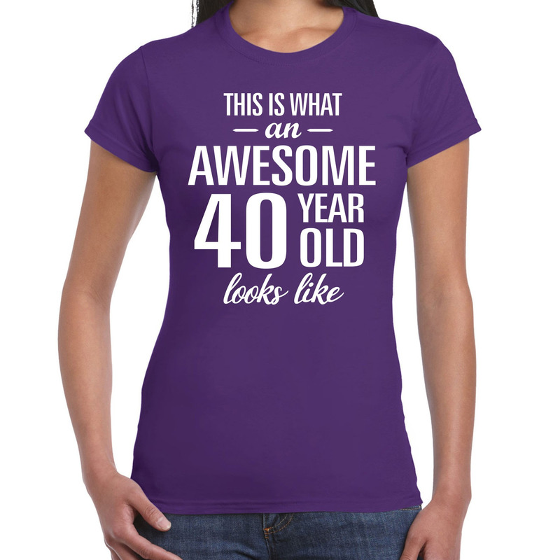 Awesome 40 year / 40 jaar cadeau t-shirt paars dames