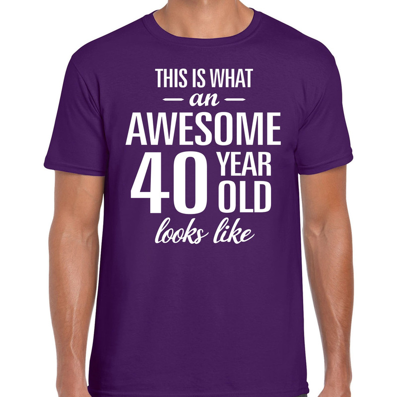 Awesome 40 year / 40 jaar cadeau t-shirt paars heren