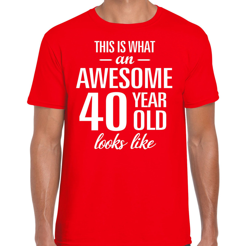 Awesome 40 year / 40 jaar cadeau t-shirt rood heren