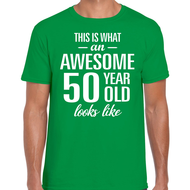 Awesome 50 year / 50 jaar cadeau t-shirt groen heren