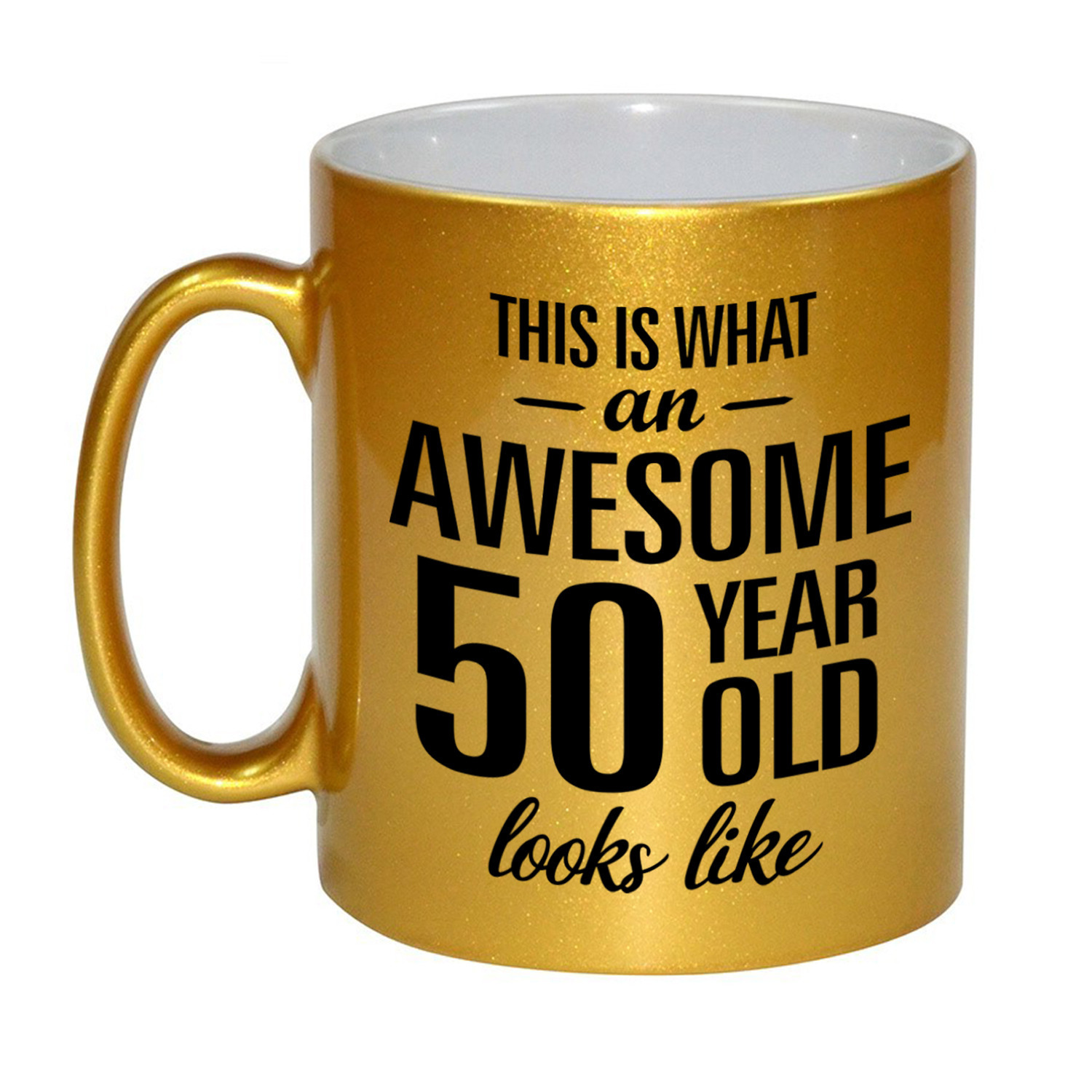 Awesome 50 year cadeau mok / beker goud 330 ml
