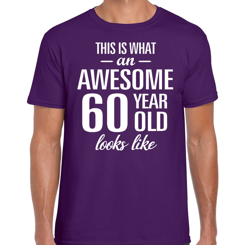 Awesome 60 year / 60 jaar cadeau t-shirt paars heren