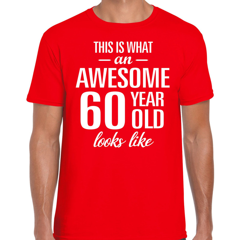 Awesome 60 year / 60 jaar cadeau t-shirt rood heren