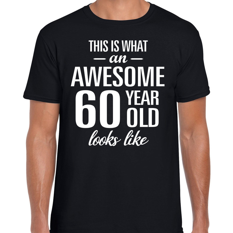 Awesome 60 year / 60 jaar cadeau t-shirt zwart heren