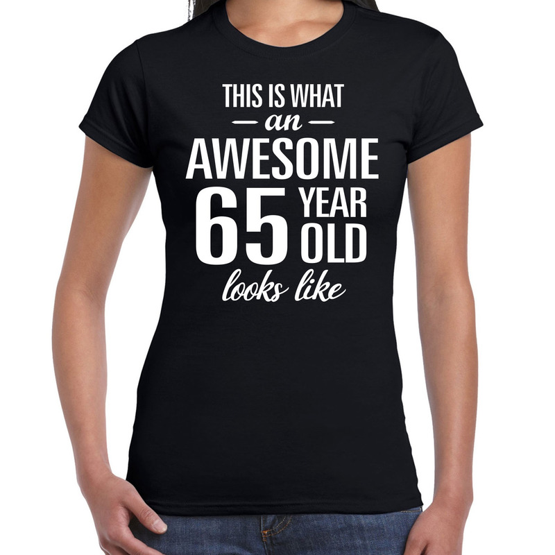 Awesome 65 year / 65 jaar cadeau t-shirt zwart dames