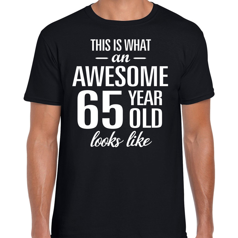 Awesome 65 year / 65 jaar cadeau t-shirt zwart heren