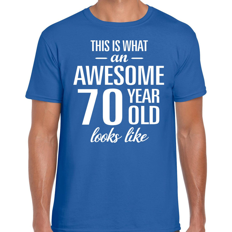 Awesome 70 year / 70 jaar cadeau t-shirt blauw heren