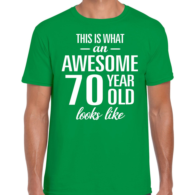 Awesome 70 year / 70 jaar cadeau t-shirt groen heren