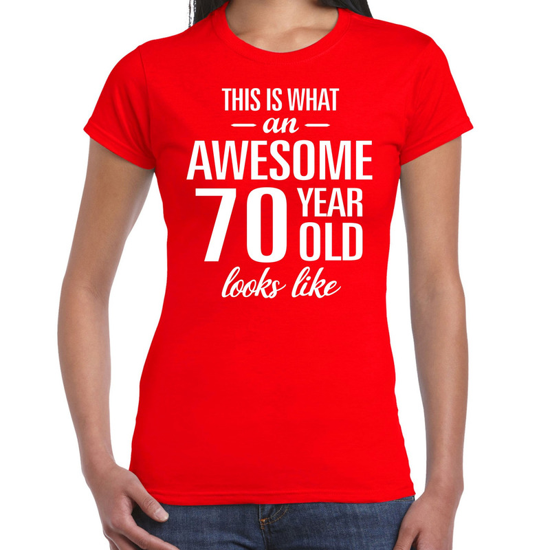 Awesome 70 year / 70 jaar cadeau t-shirt rood dames