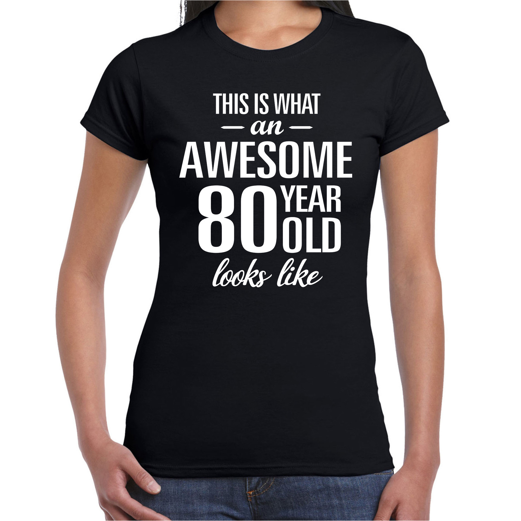 Awesome 80 year / 80 jaar cadeau t-shirt zwart dames