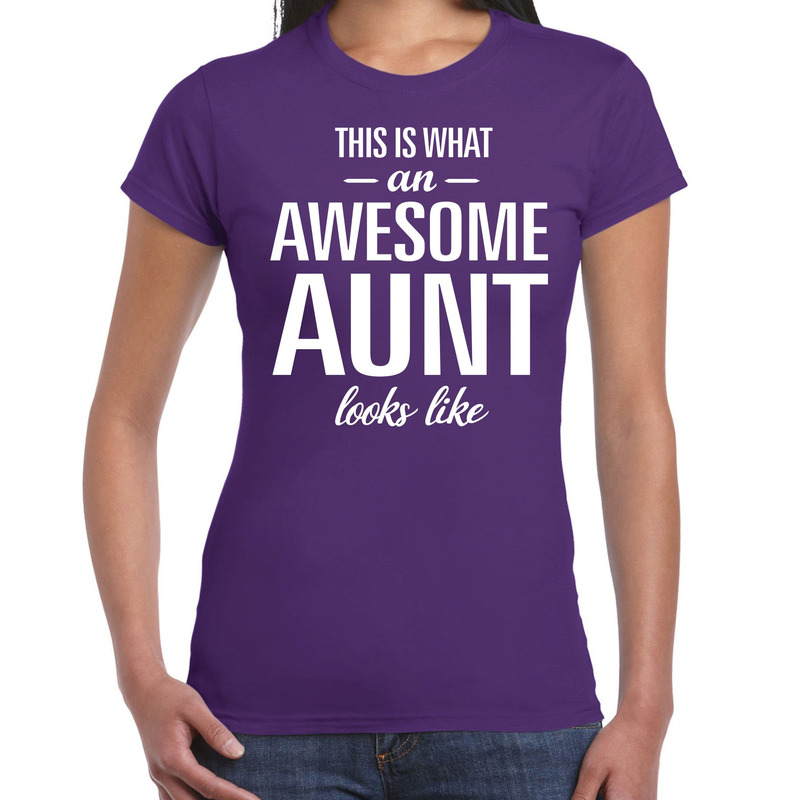 Awesome aunt / tante cadeau t-shirt paars dames