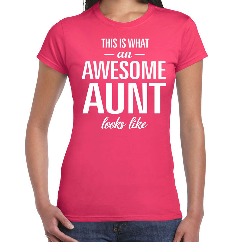 Awesome aunt / tante cadeau t-shirt roze dames