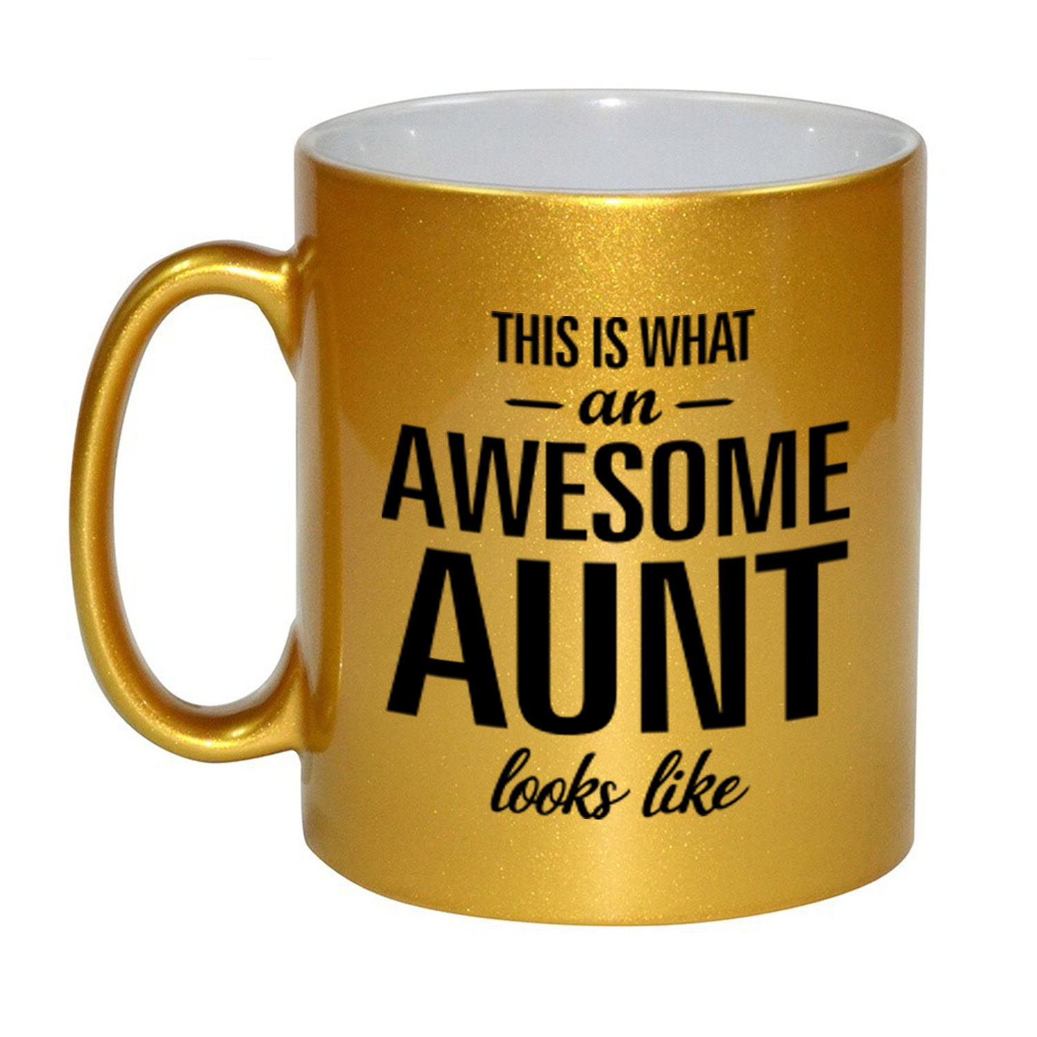 Awesome aunt /tante gouden cadeau mok / beker 330 ml
