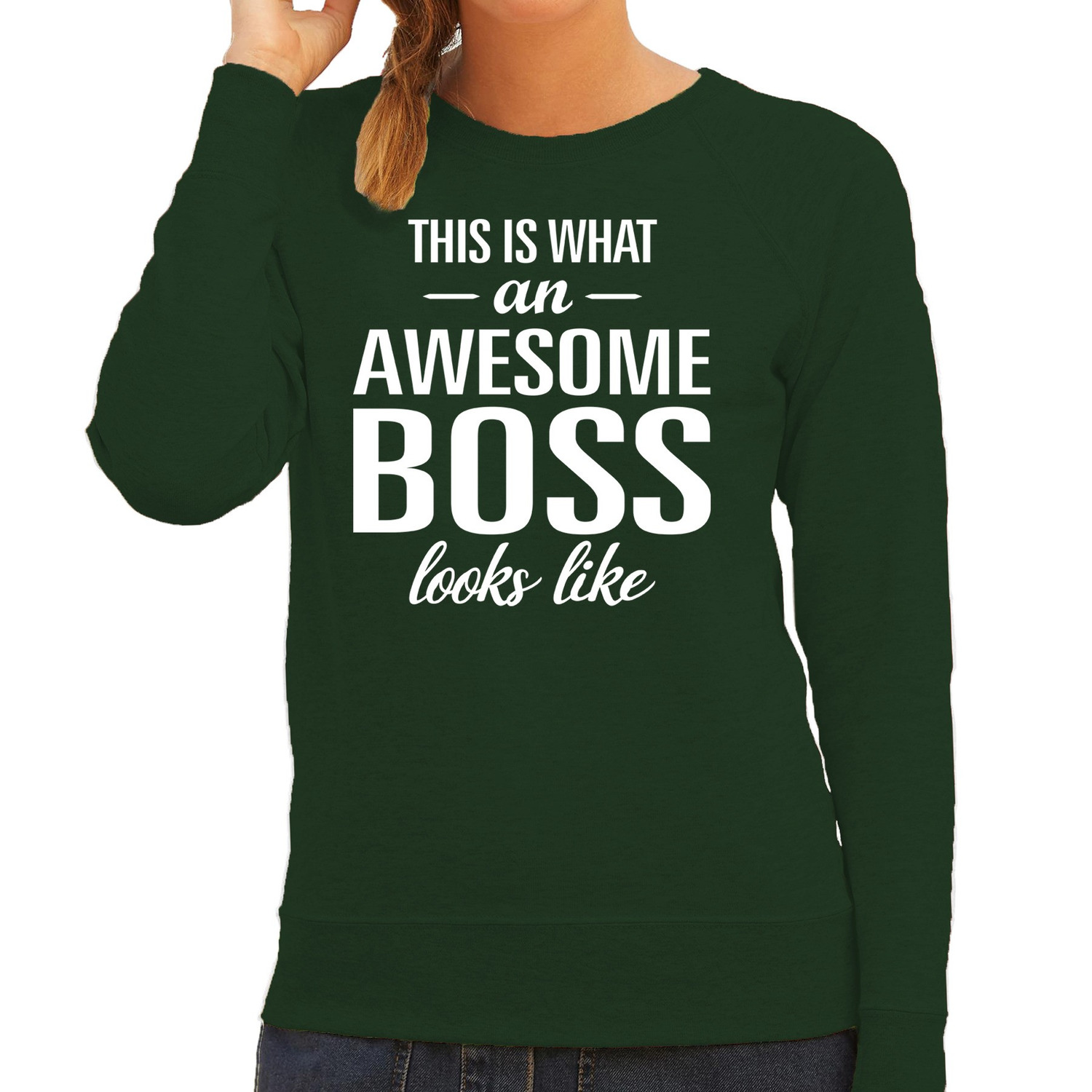 Awesome boss / baas cadeau sweater / trui groen dames
