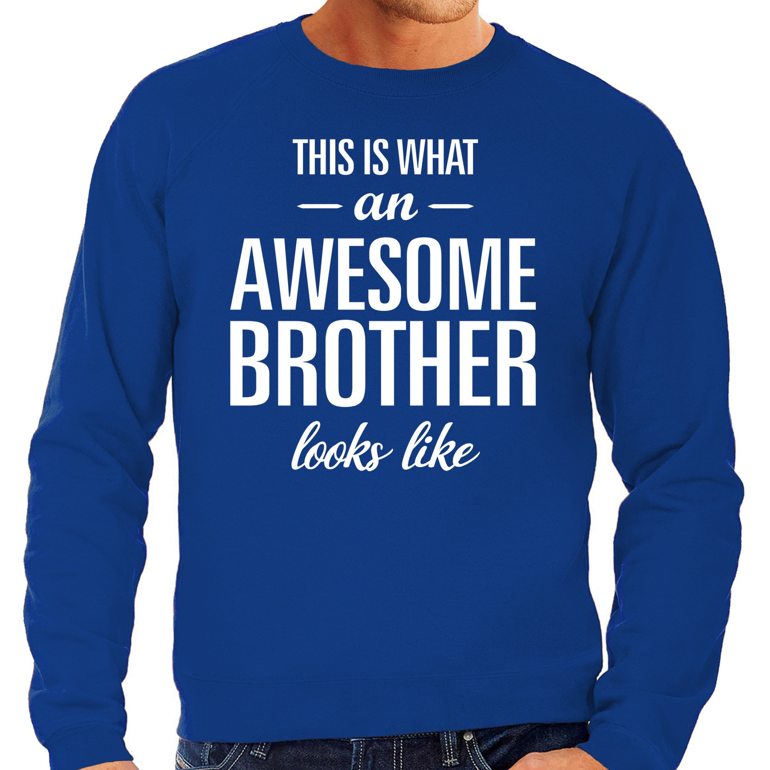 Awesome brother / broer cadeau sweater blauw heren