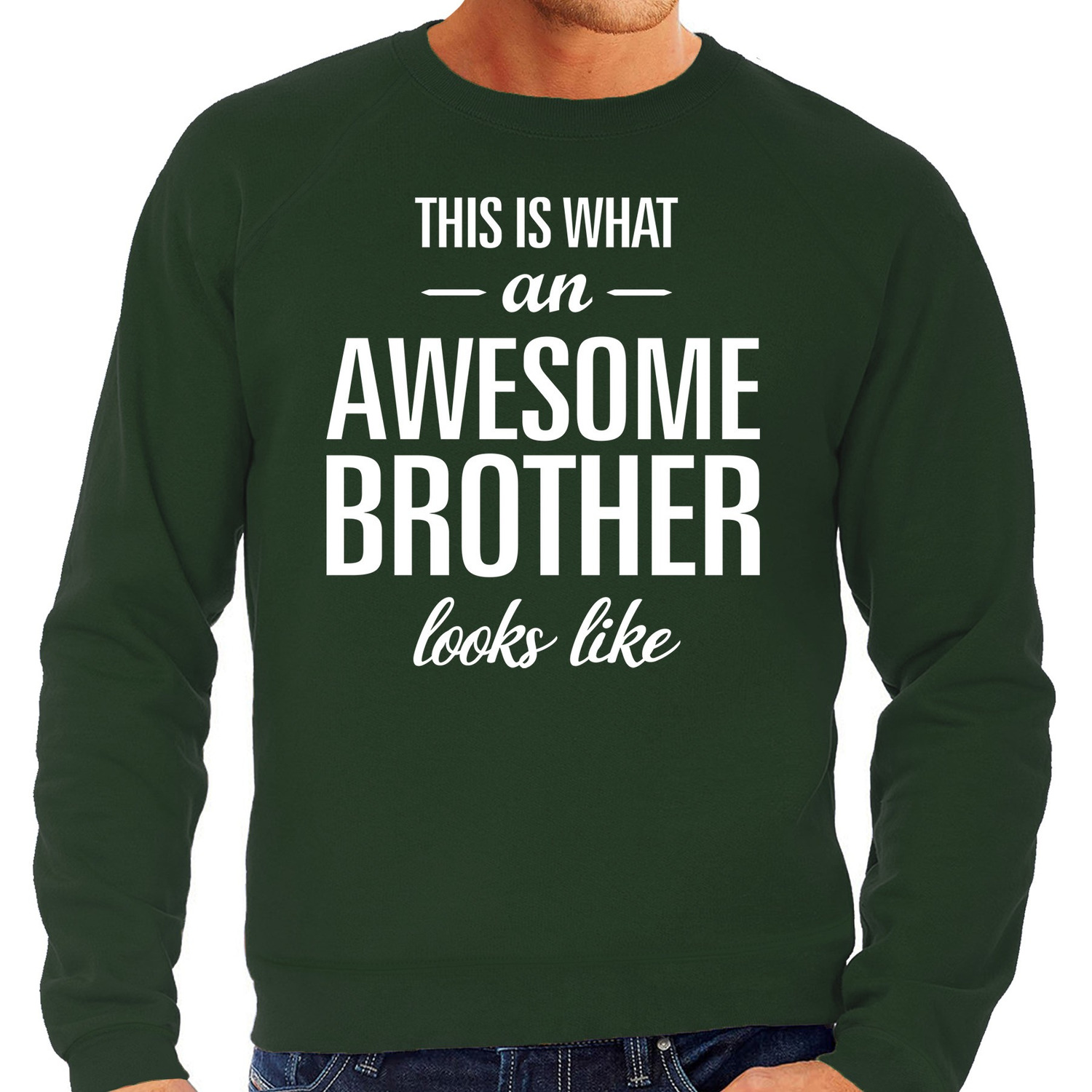 Awesome brother / broer cadeau sweater groen heren