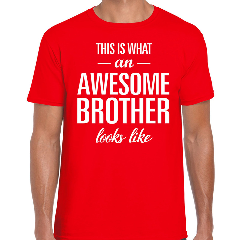 Awesome Brother tekst t-shirt rood heren
