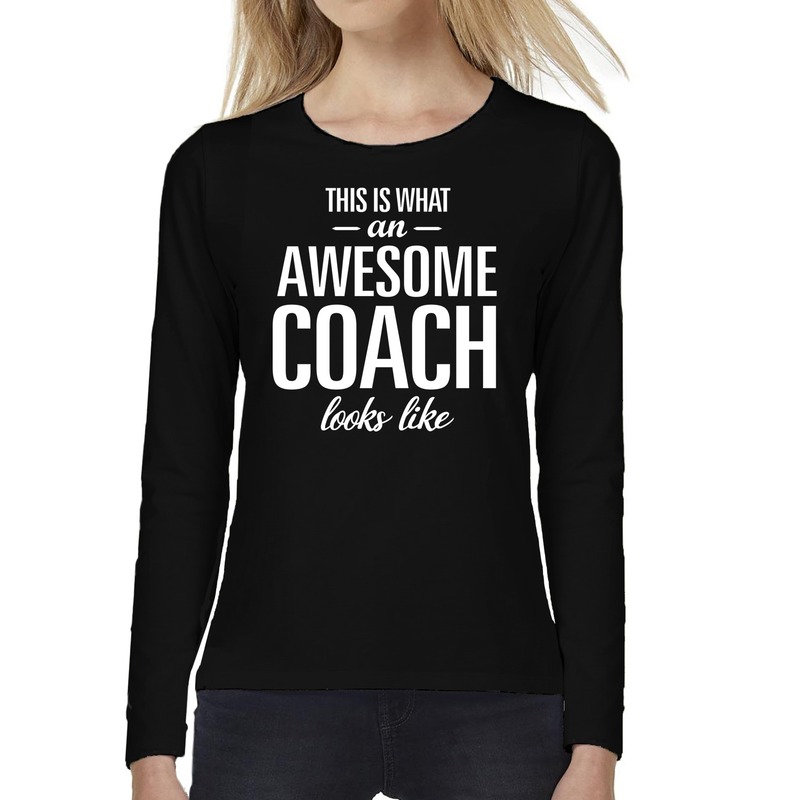 Awesome Coach cadeau t-shirt long sleeve zwart voor dames