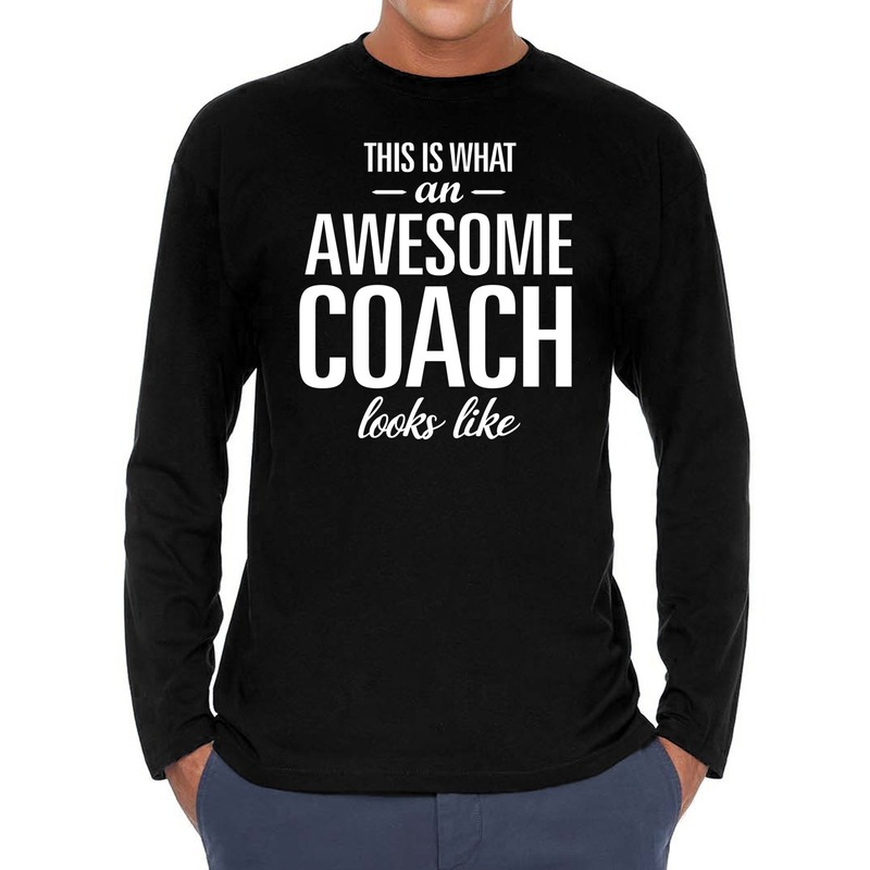 Awesome coach cadeau t-shirt long sleeves zwart heren