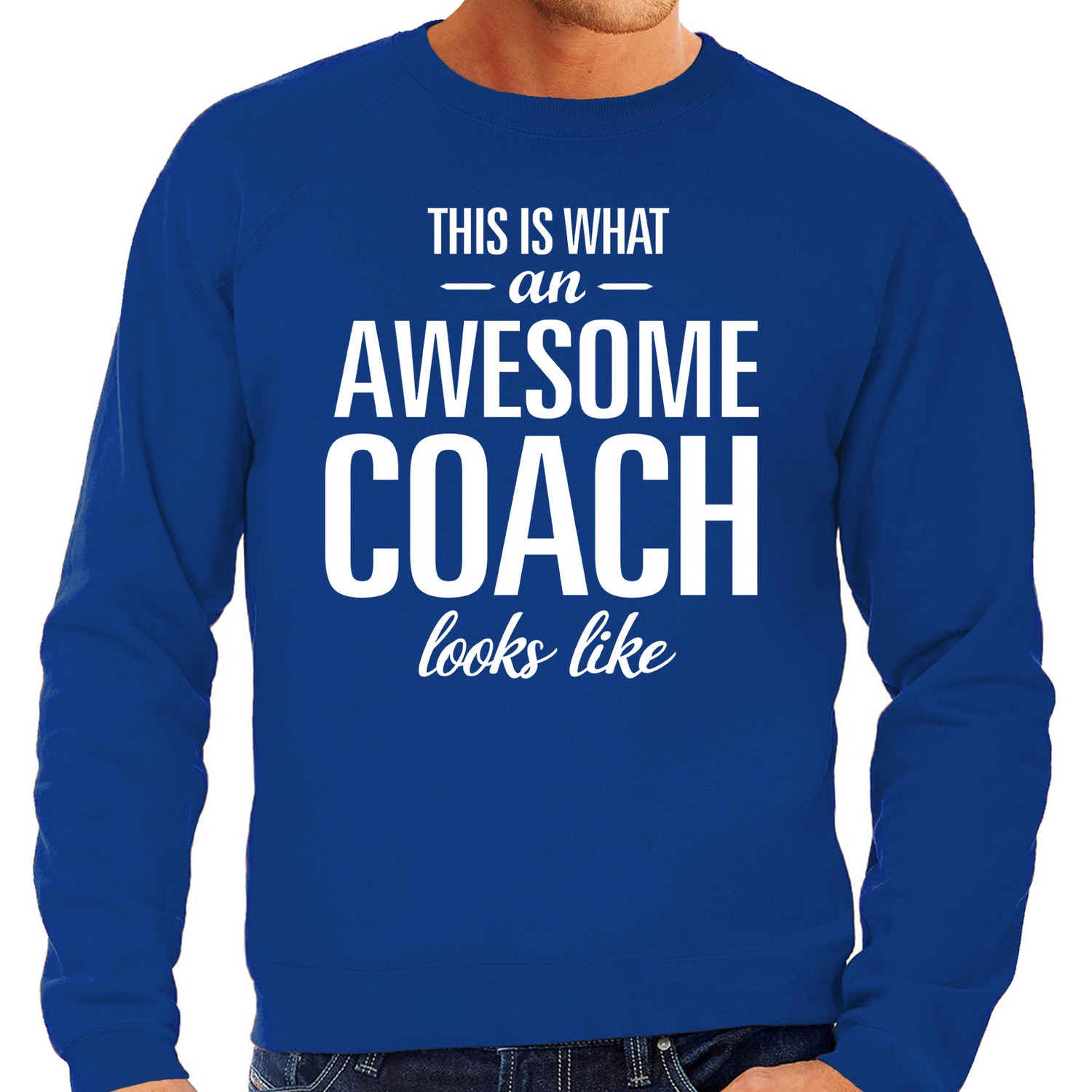 Awesome Coach / trainer cadeau sweater blauw heren