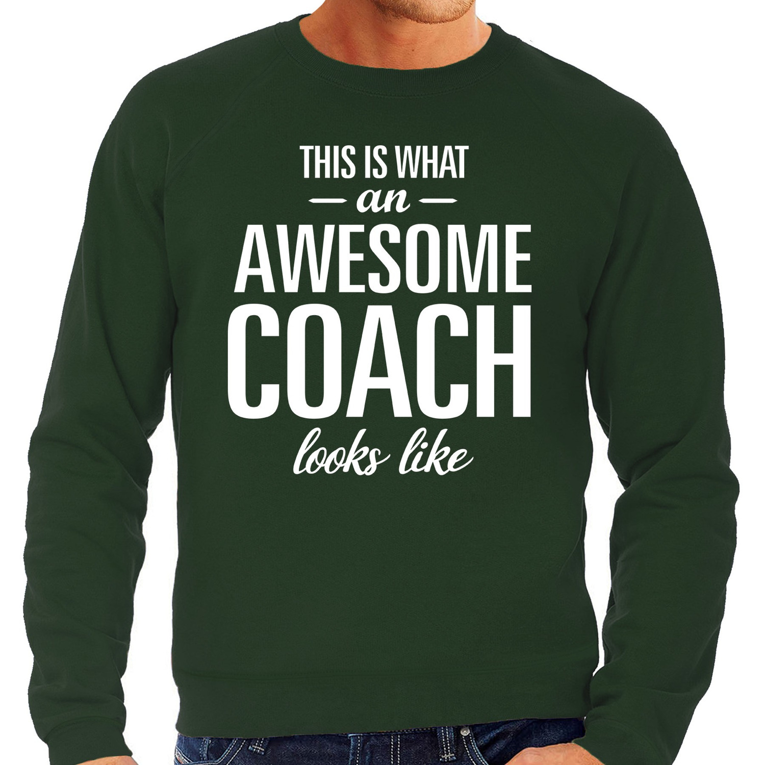 Awesome Coach / trainer cadeau sweater groen heren