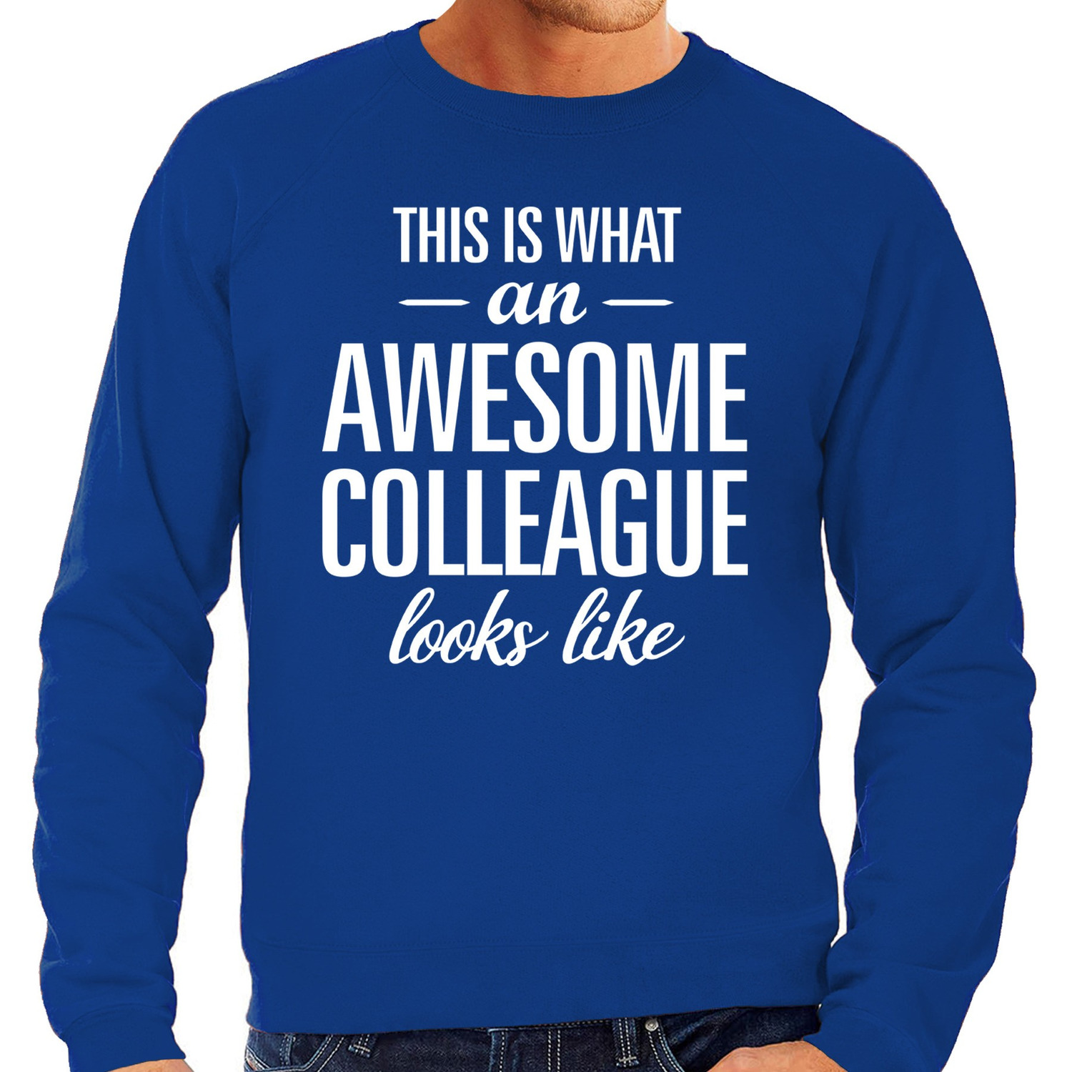 Awesome colleague / collega cadeau sweater blauw heren
