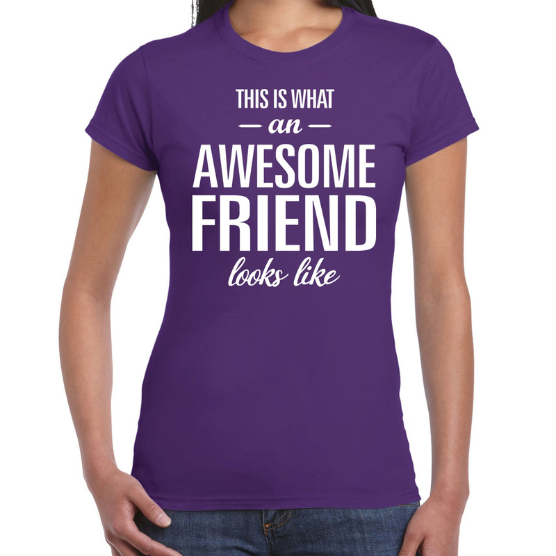 Awesome friend cadeau t-shirt paars dames