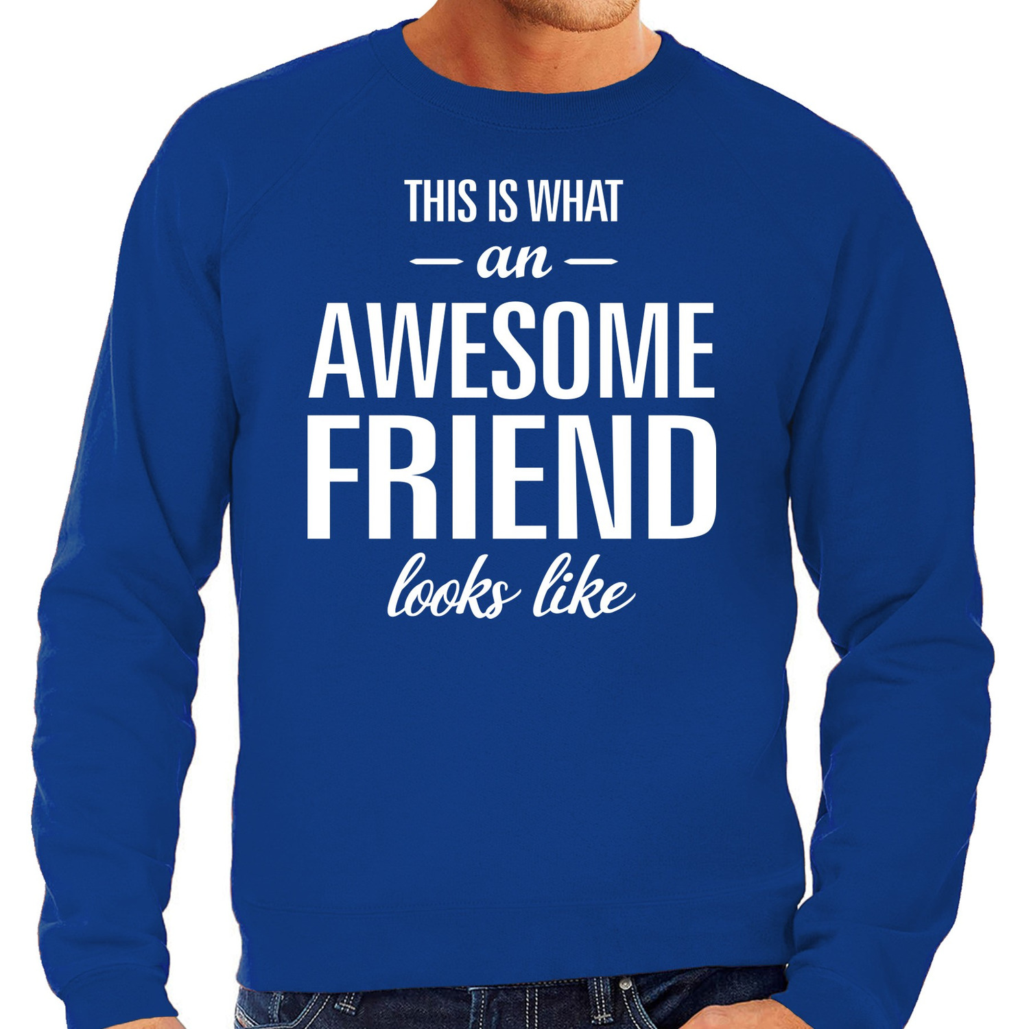 Awesome friend / vriend cadeau sweater blauw heren